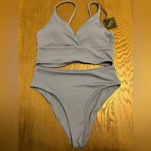 Zaful Gray Minimalist Bikini Set